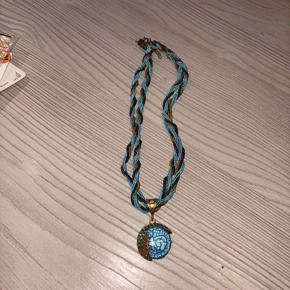 Turquoise & Gold Necklace Costume Jewelry